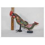 Two Folk Art style wooden chickens-signed