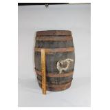 Antique wooden barrel with wooden cork
