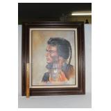 Framed Native American OIC - B. L. Carroll Signed