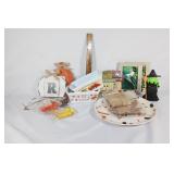 Large lot of fall decor,loaf pans,frames,etc