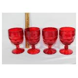 Four VTG Ruby Red glass goblets