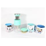 Cold Brew Glass Pitcher & 3 Peanuts Large Mugs