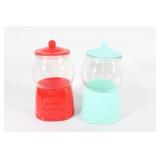Pair of Glass Faux Bubble Gum Machine Canisters