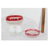 2 Indian Glass Co. footed dish,ruffled dish