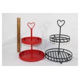 Two metal two tiered racks