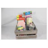 Container full of Scrapbooking/Junk Journal Items