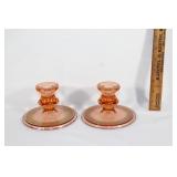 Tiffin? Pink glass with gold candlesticks