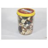 Peter Pan Glass Jar full of vintage Buttons