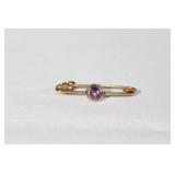 14kt Yellow Gold and Amethyst Safety Pin
