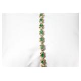 14kt Yellow Gold Emerald & Diamond Bracelet