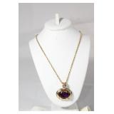 14kt Gold Chain & Large Diamond/Amethyst Necklace