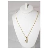 14kt Yellow Gold Rope Chain & Diamond Pendant