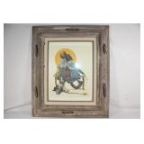 Barn Wood & Rope Style Framed Norman Rockwell