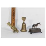 VTG Brass bell,bird, metal horse pencil sharpener