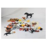 Large Lot of Vintage Plastic Toy Animals