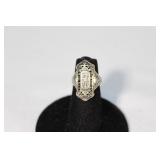 14kt White Gold & Diamond Art Deco Ring -Garland