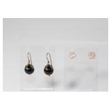 Pair of Sterling Silver Earrings- Onyx and CZ