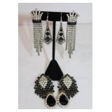 Four pair of CZ Stone "art decco" style earrings