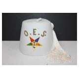 MASONIC REGALIA ( O E S ) FEZ HAT WHITE CASE