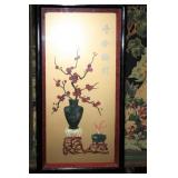 Framed Asian Shell Art of Flowers