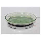 Green vaseline glass soap dish