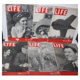 Lot of 6 1940s LIFE magazines