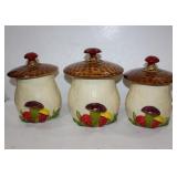 Vintage ceramic Mushroom cannisters set of 3