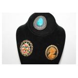 Three vintage brooches