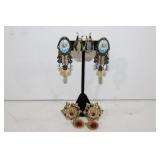 Four pair of vintage inspired clip on earrings