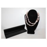 Pink stone strand necklace 925 clasp