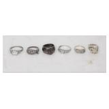 Set of 6 925 Sterling rings-Various sizes/Styles