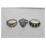 Three Sterling rings various styles/sizes