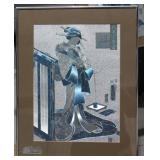 Framed vintage Metallic Japanese Giesha print