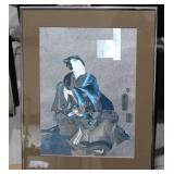 Framed Vintage metallic Japanese samurai print