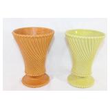Pair of McCoy Swirl Vases - Yellow & Orange