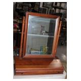 Antique dresser top glove box with mirror