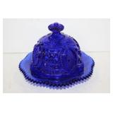 Vintage Cobalt Blue Glass Dome dish-Memphis