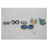 6 pair of 925 pierced earrings-Mixed stones