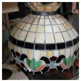 Vintage large hanging stained glass light