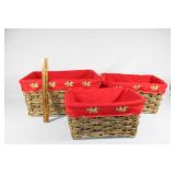 Trio of Lined Christmas Baskets