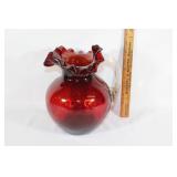 Hand blown ruby red glass pitcher