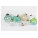 Lot of 8 Glass Ornaments - Various Colors