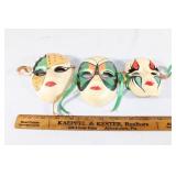 Three VTG hand painted ceramic masks