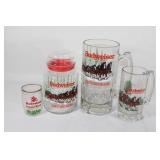 Budweiser Clydesdale Holiday Glass Beer Steins et.