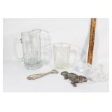Two beer mugs, Two decanter stoppers,