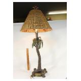 Large palm tree lamp with woven shade