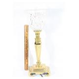 Heavy brass and crystal side table lamp