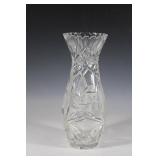 Crystal Rose Vase with Sawtooth Edge, Pinwheels