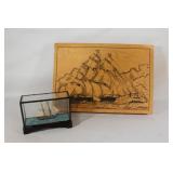 Model Ship in Display Box - Ship wood Box