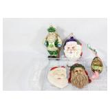 Lot of Santa Ornaments - Glass, Vintage etc.